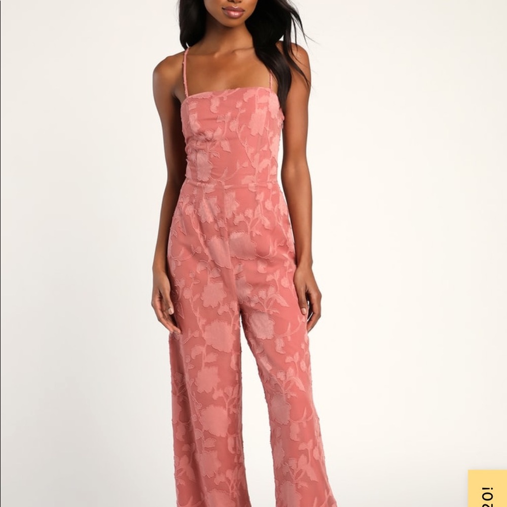 Lulus- Mauve pink lace-up wide leg jumpsuit